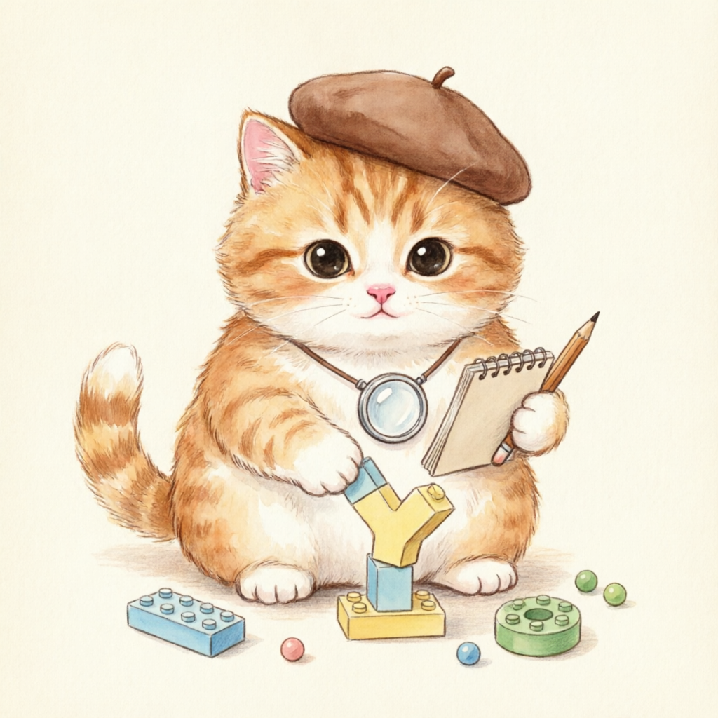 巧手猫玩三块积木